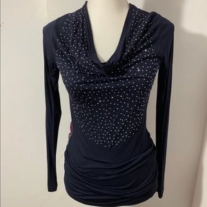 Dark blue tunic with crystals
